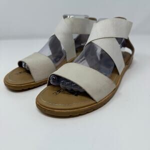 Sorel Ella Sandal Women's 9 Tan Off-White Summer Flats Gladiator Sandals Casual